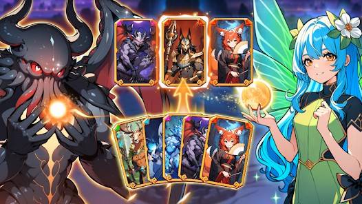 Descarga Hero Deck-Card Idle CCG MOD APK con Menú, Gemas ilimitadas, Daño y Modo Dios para Android Gratis 4